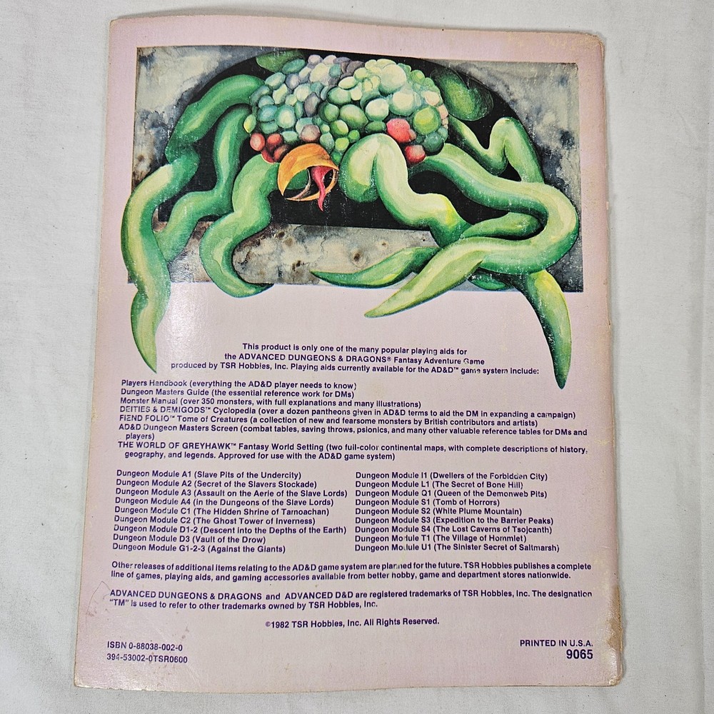 Advanced Dungeons & Dragons World of Greyhawk Guide Glossography Map + 2 Modules