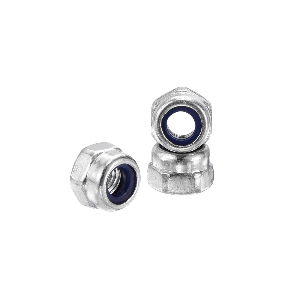 100Pcs Nylon Lock Hex Nuts - [M3 x 0.5mm], 316 Stainless Nuts, Silver