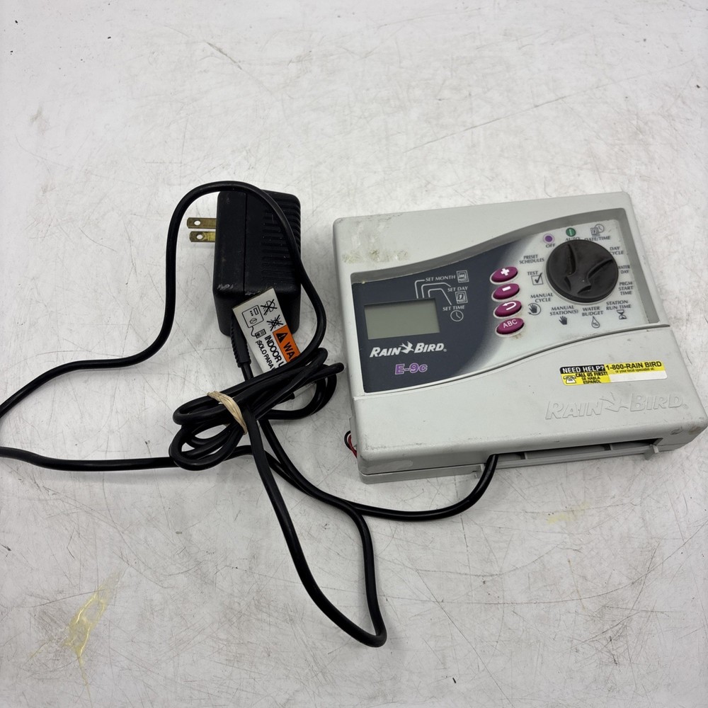 Rainbird E-9C 9 Station Irrigation Sprinkler Controller Water Timer w/ power cor