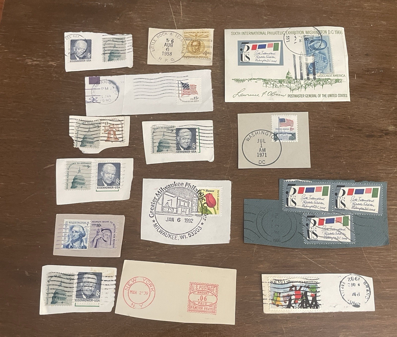 US Stamps Large Lot Postmarks Most On Paper Varying Years