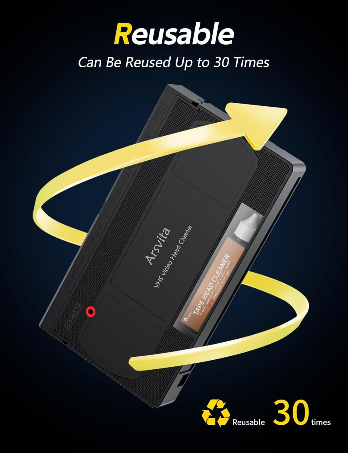 Arsvita VHS/VCR Head Cleaner Tape, Video Head Cleaning Kit for VHS/VCR Players,