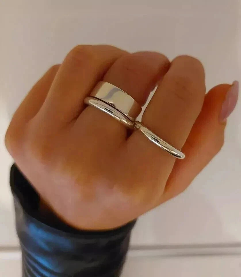 Chunky Large Domed Ring 925 Sterling Silver Ring Thick Wide Band Statement Ring