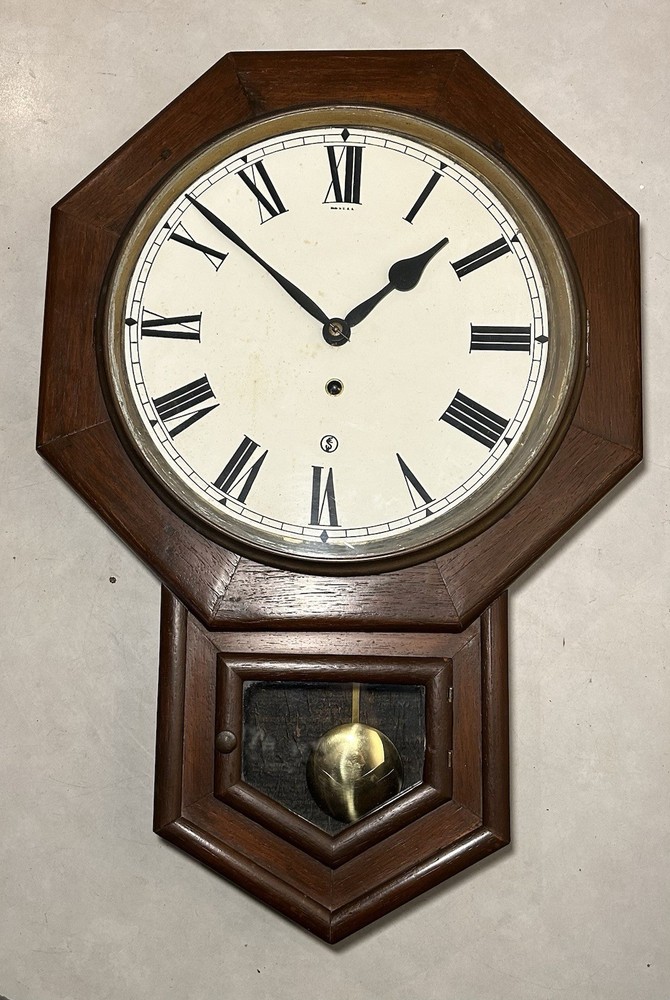 Waterbury 10 Inch Drop Octagon School House General Store Wall Clock