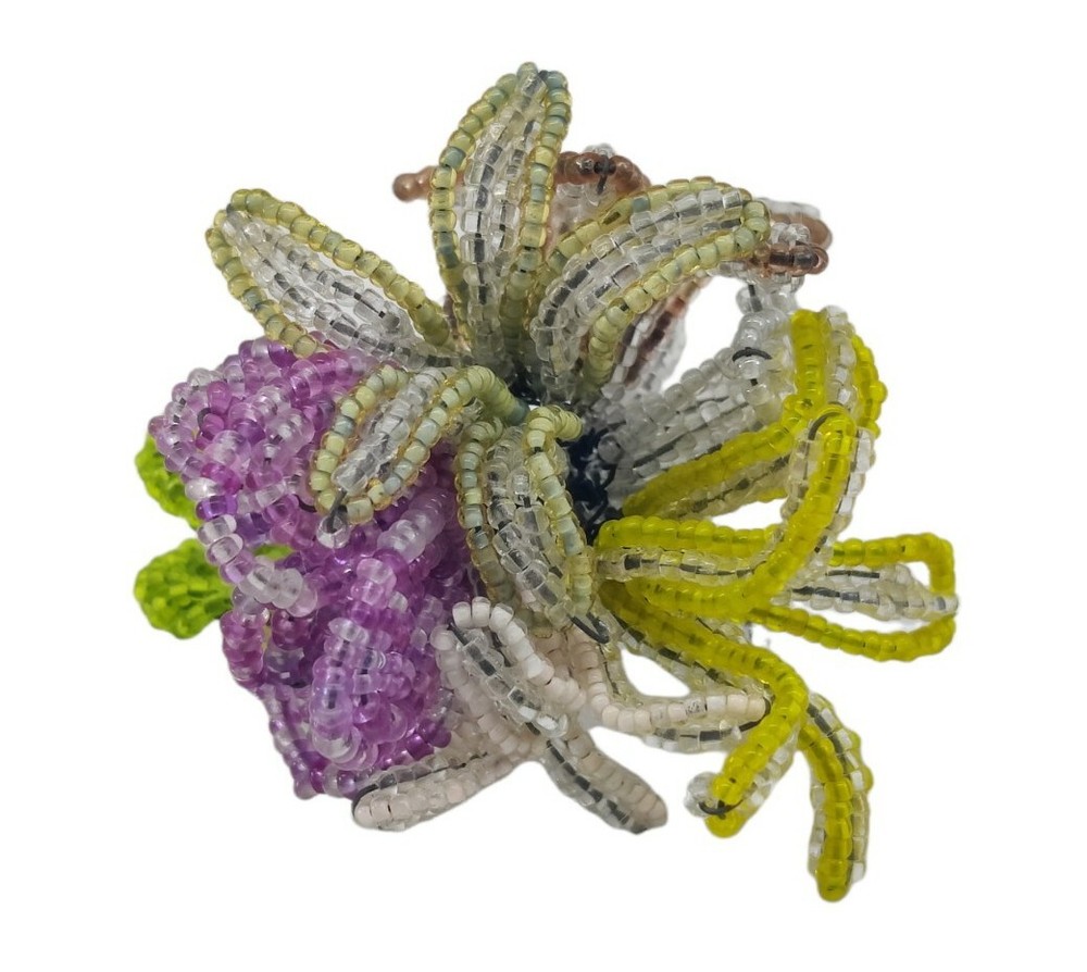 French Seedbead Handmade Ring Floral