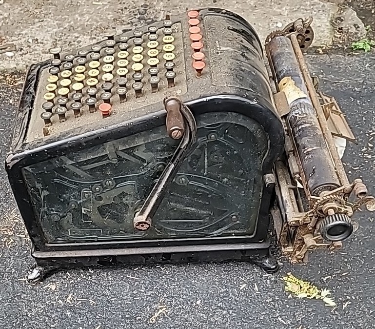 Vintage Boroughs Glass Panel Adding Machine No? As Found