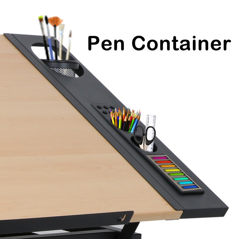 Adjustable Height Degree Drafting Drawing Table Craft Tiltable Tabletop & Stool