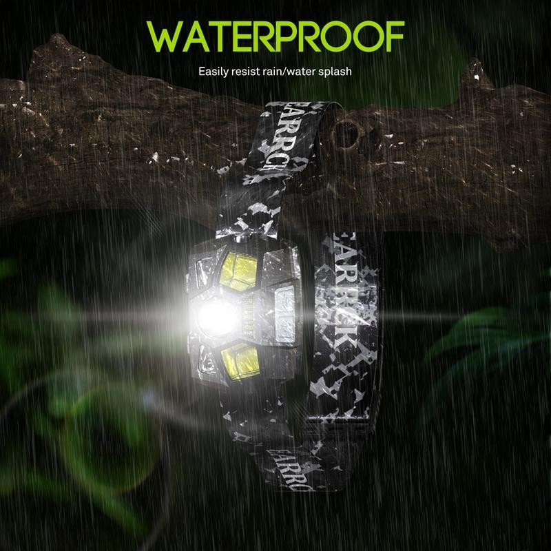 2 Pack LED Rechargeable Waterproff Headlamp, 8 Modes, Motion Sensor Switch