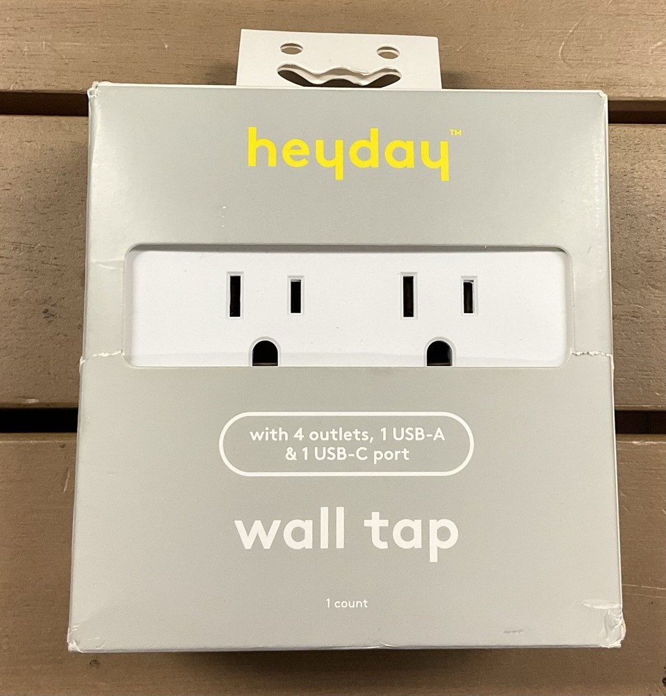 heyday 4 Outlet Wall Tap USB & USB-C Adapter 13A White