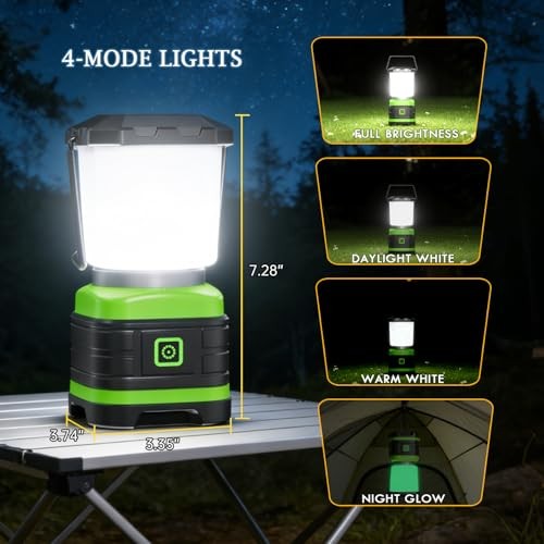 LED Camping Lantern, Battery Powered LED Lights Camping Essentials, Portable 4