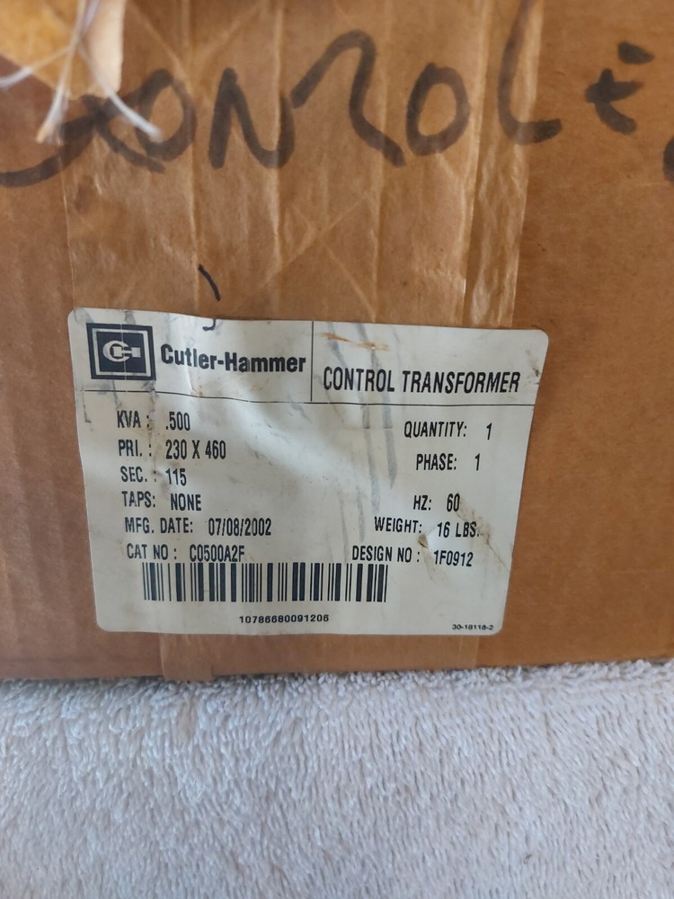 CUTLER-HAMMER C0500A2F 500VA CONTROL TRANSFORMER