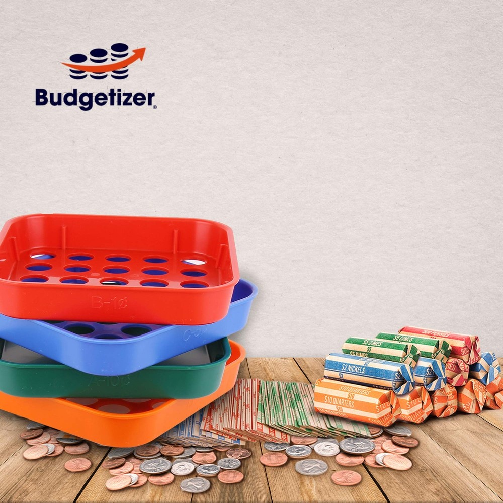 Coin Sorters Tray & Coin Counters – 4 Color-Coded Coin Sorting Tray Bundle