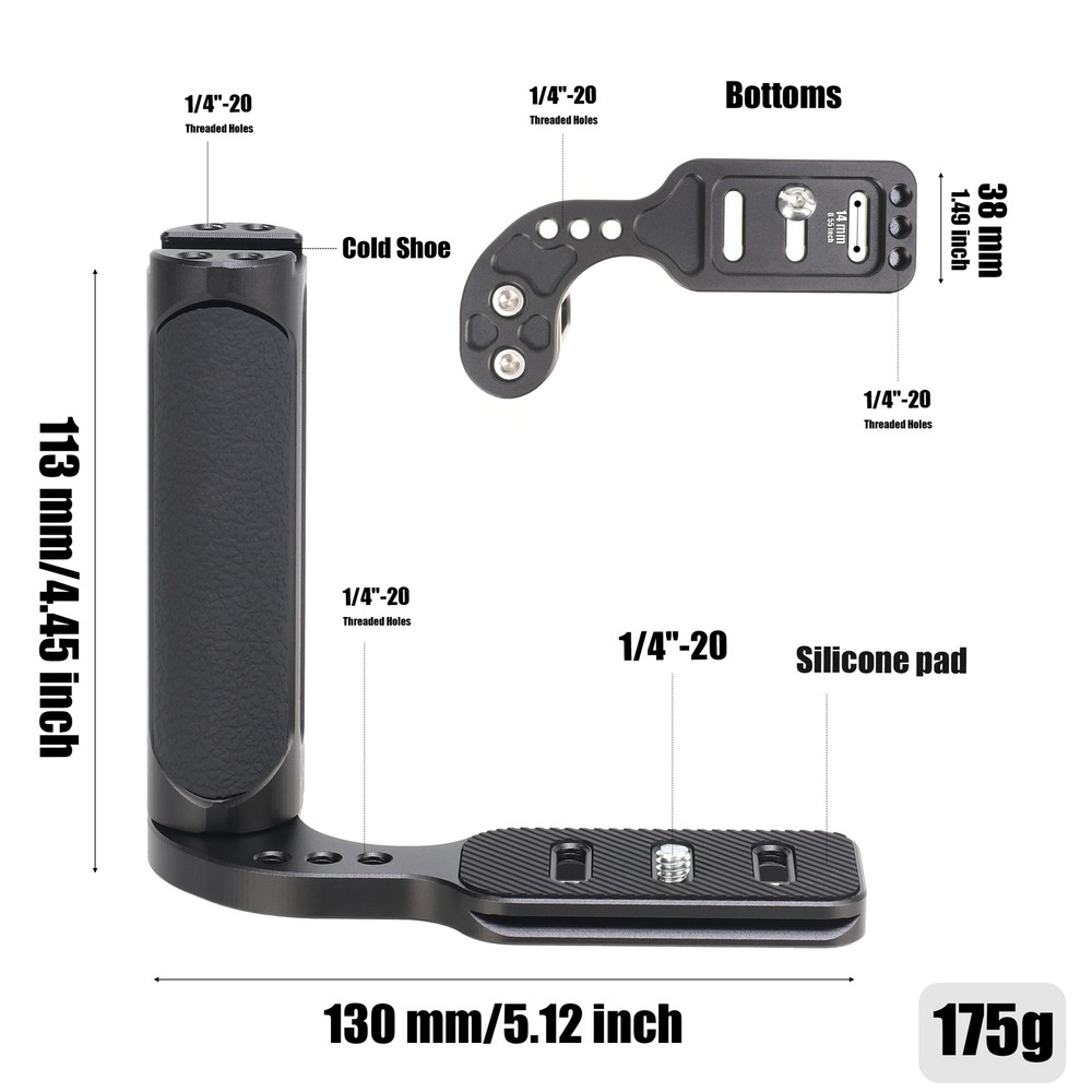 Universal L-Shaped Bracket Holder with Handele Grip for DSLR Camera Stabilizer