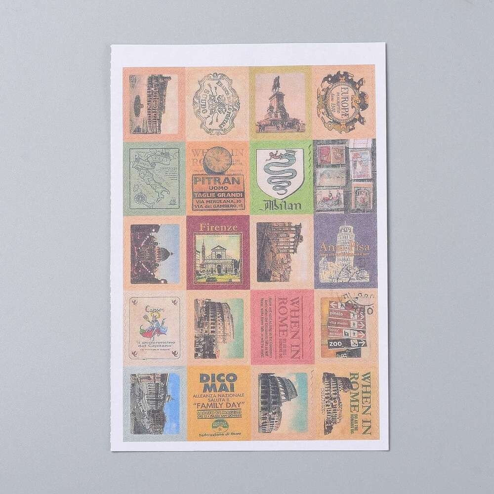 Postage Stamp shape label stickers 5 sheets per pack Very Nice for envelope s50