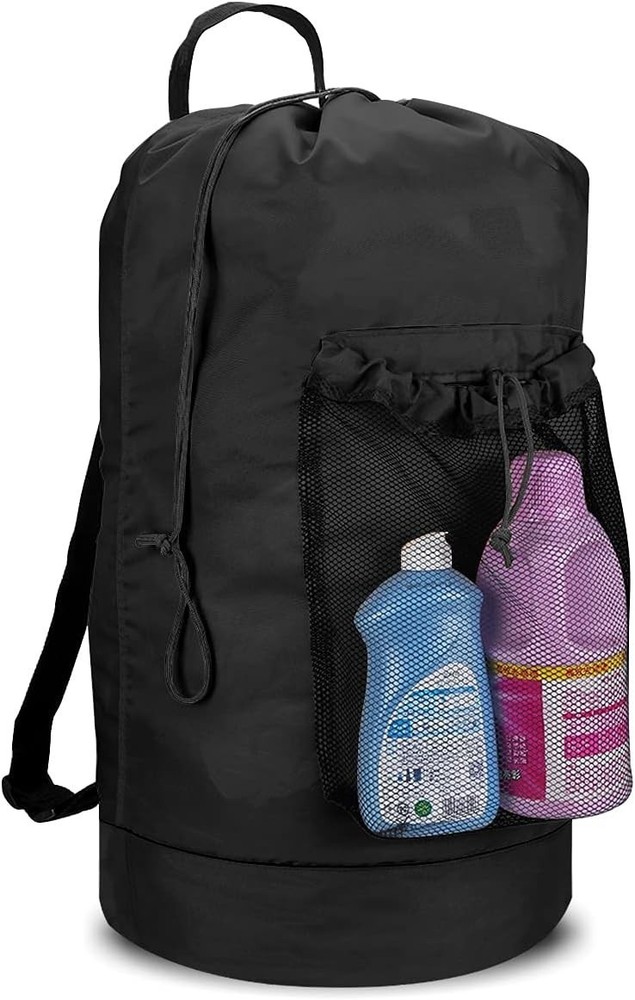 Backpack Laundry Bag Laundry Backpack W/ Shoulder Straps & Mesh Pocket Durable