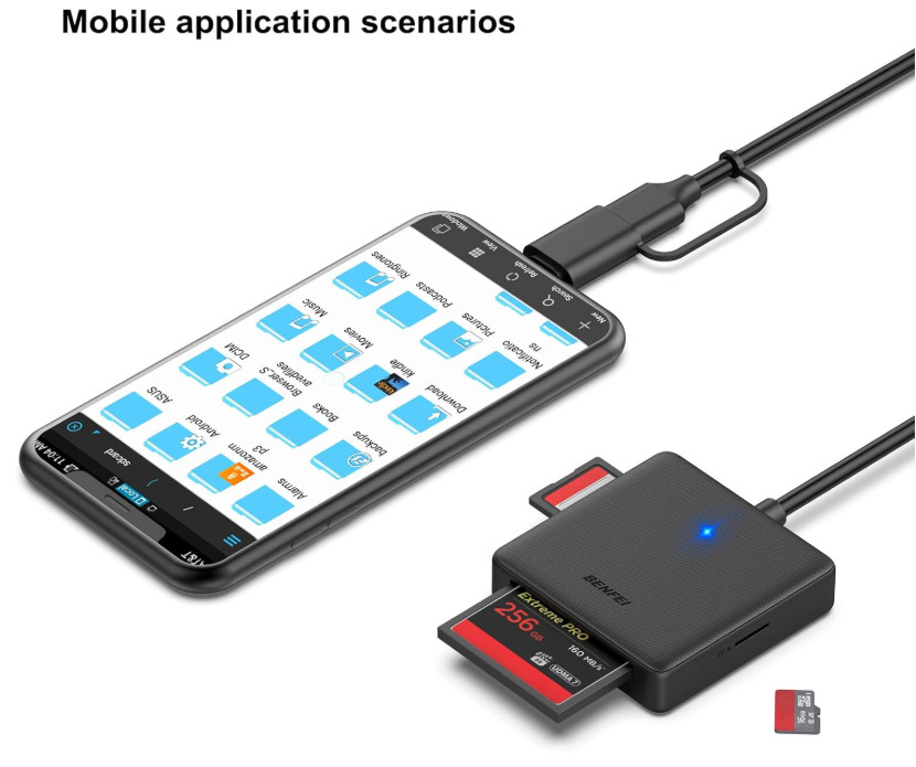Memory Card Reader, 4In1 USB 3.0 and USB-C to SD Micro SD MS CF Card Reader Ada