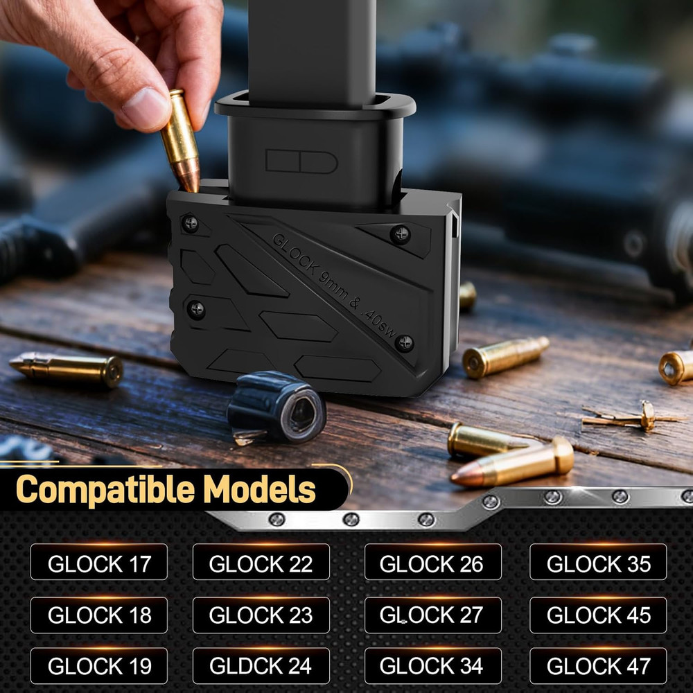 Glock 9mm/.40 S&W Magazine Speed Loader - Quick Load Tool (Matte Black)