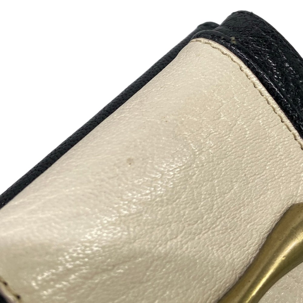 TOFF&LOADSTONE Black White Leather Trifold Wallet