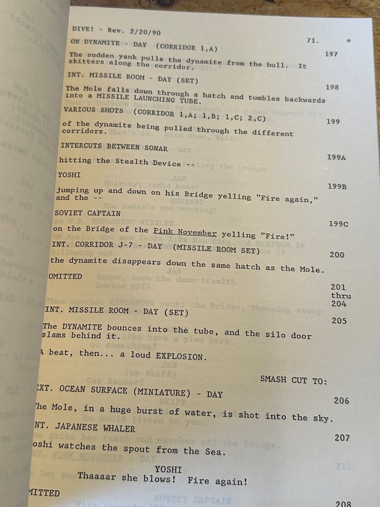 GOING UNDER AKA DIVE MOVIE ORIGINAL SCREENPLAY SCRIPT BILL PULLMAN