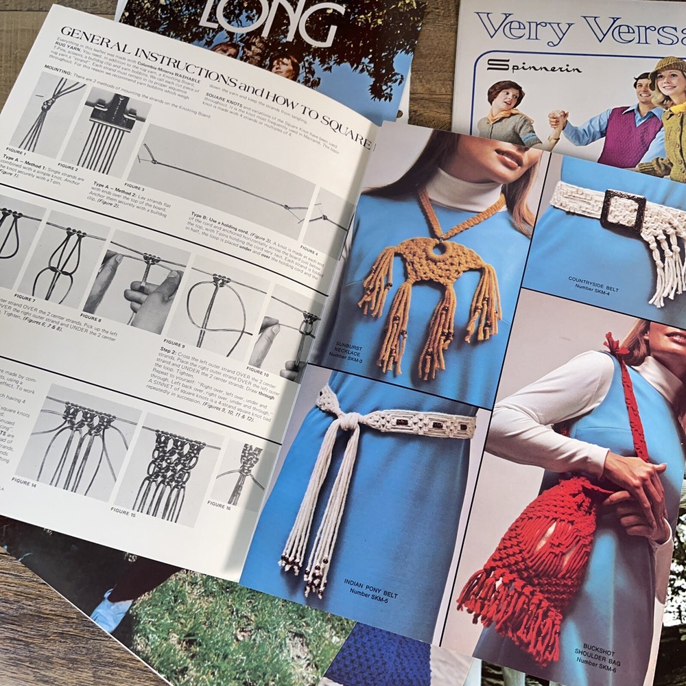 Vintage Patterns Instructions Sweaters, Poncho, Macramé