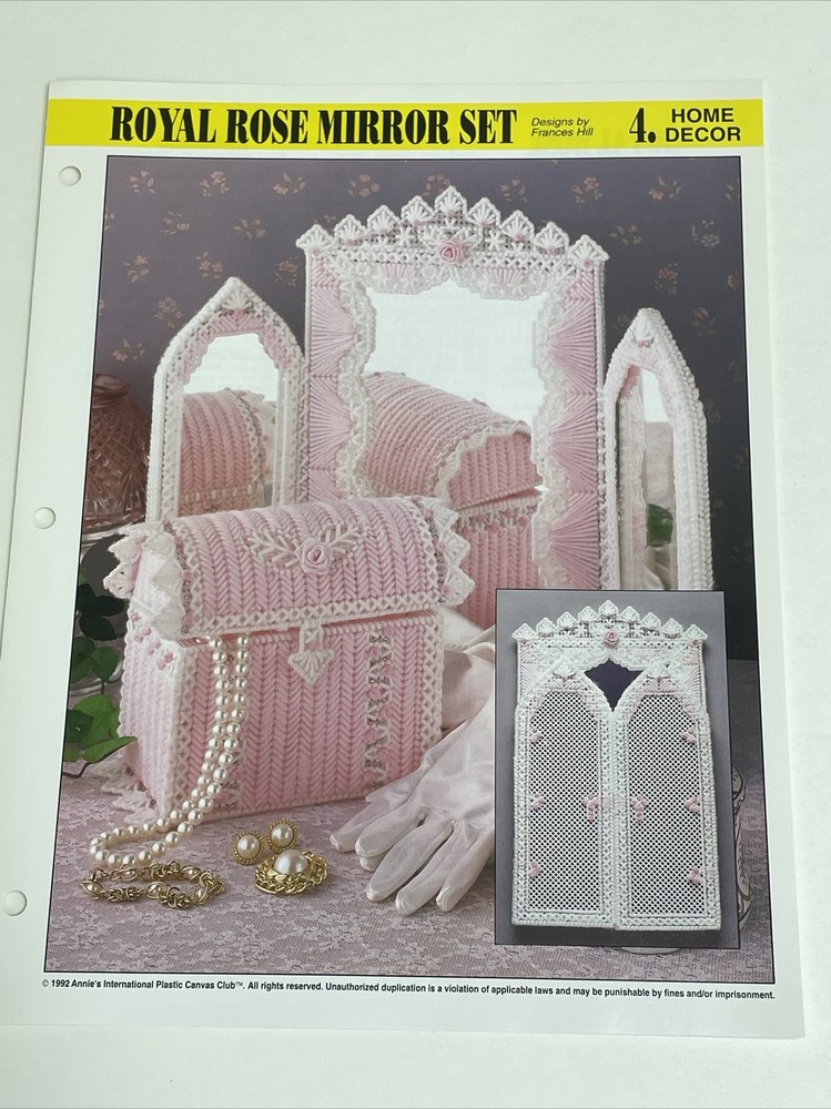 Royal Rose Mirror Set Annie's Attic Plastic Canvas Pattern