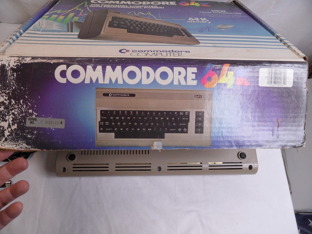 Commodore C64 Computer in Box Heat Sinks Power Supply Video cable- TESTED