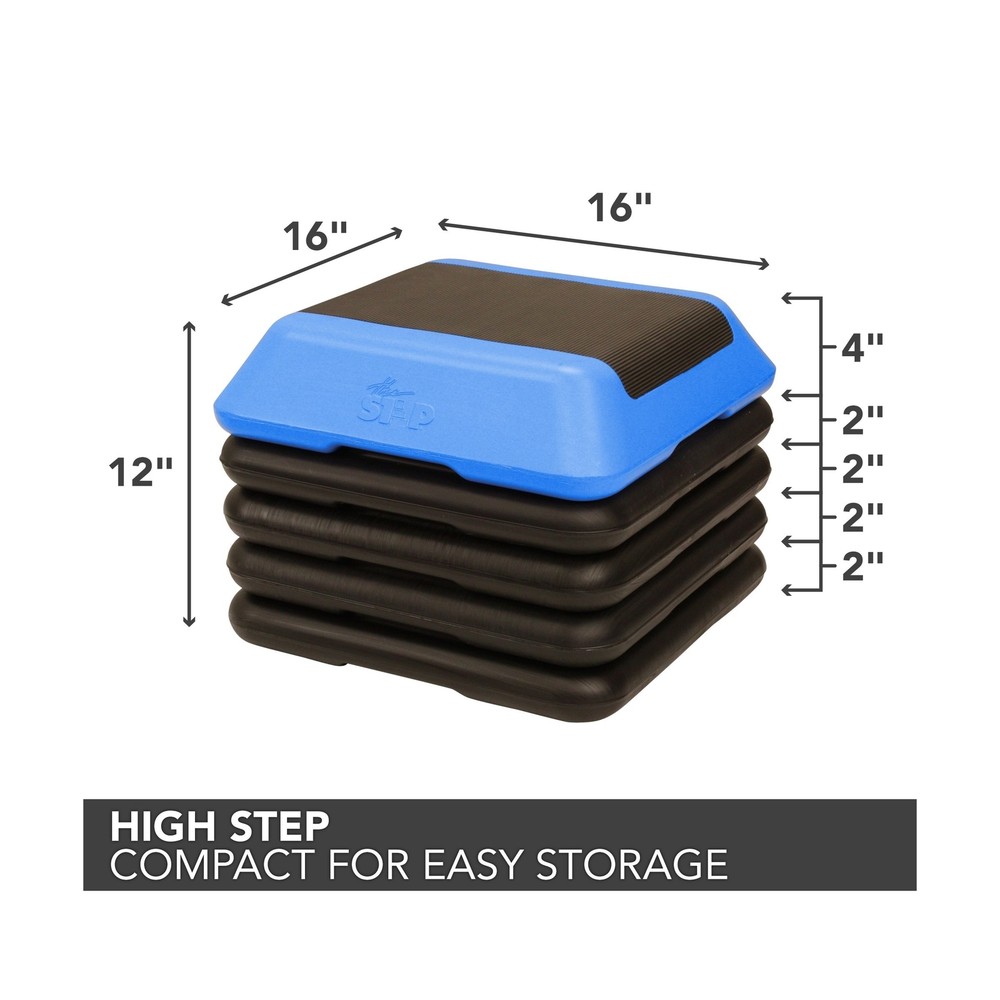 The Step Adjustable High Step Aerobic Platform with 4 Risers, Home Gym Workou...