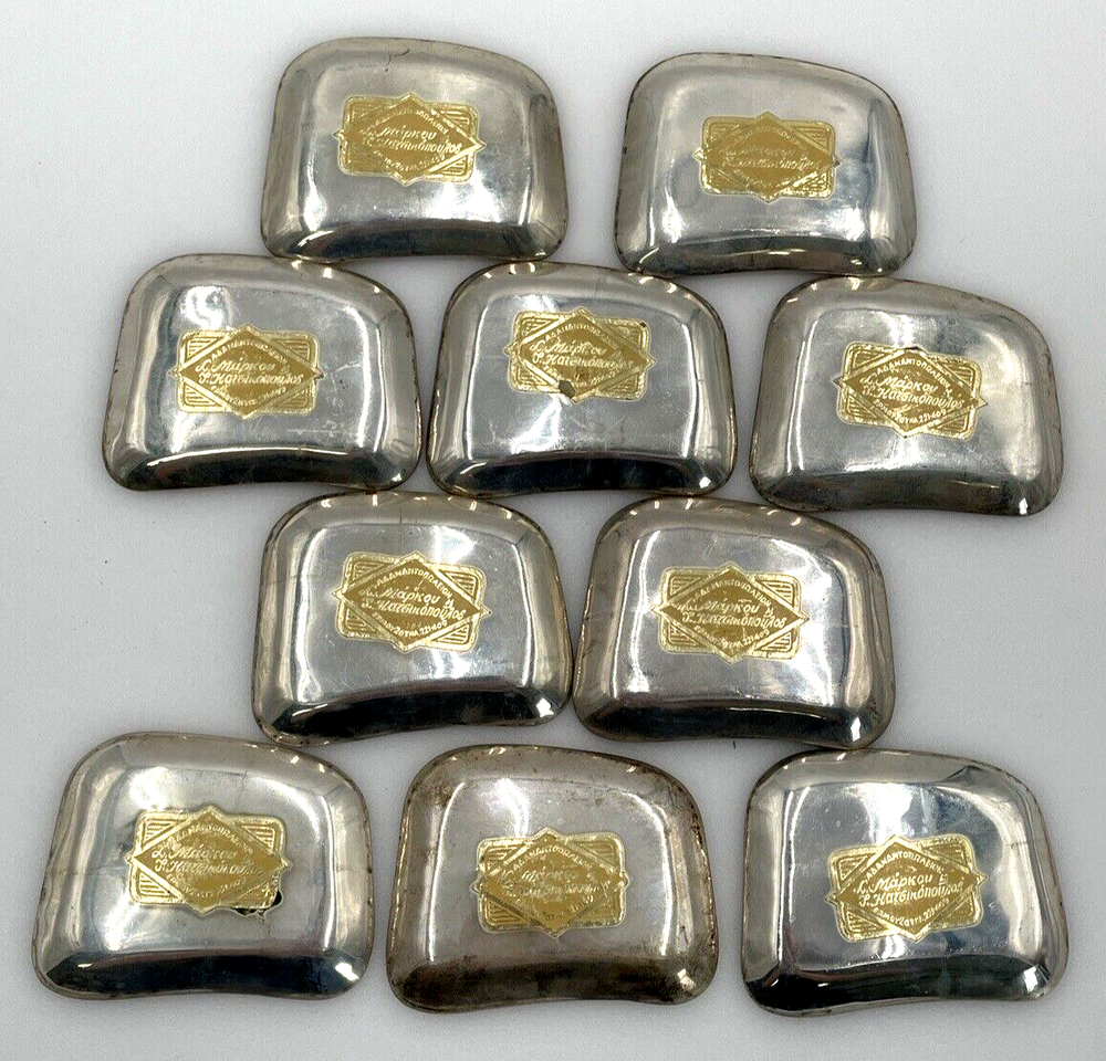 Set of 10 Turkish Silverplate Trinket Trays Nut Dishes or Ashtrays