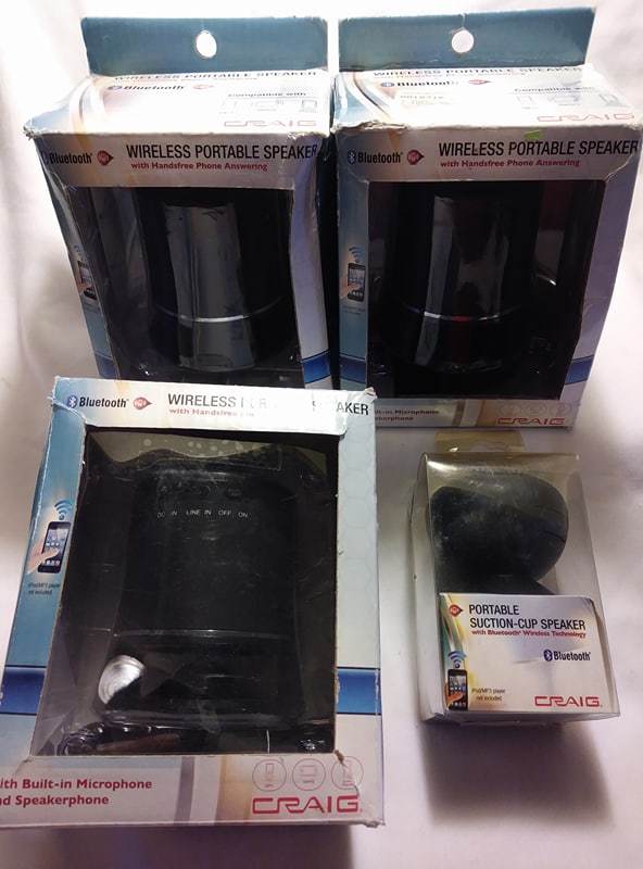 CRAIG CMA3561 BLUETOOTH WIRELESS PORTABLE SPEAKER HANDSFREE PHONE ANSWER 4 PACK