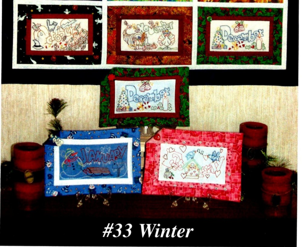 Winter Embroidered Table Top Pillows Pattern by Debbie Dear Designs