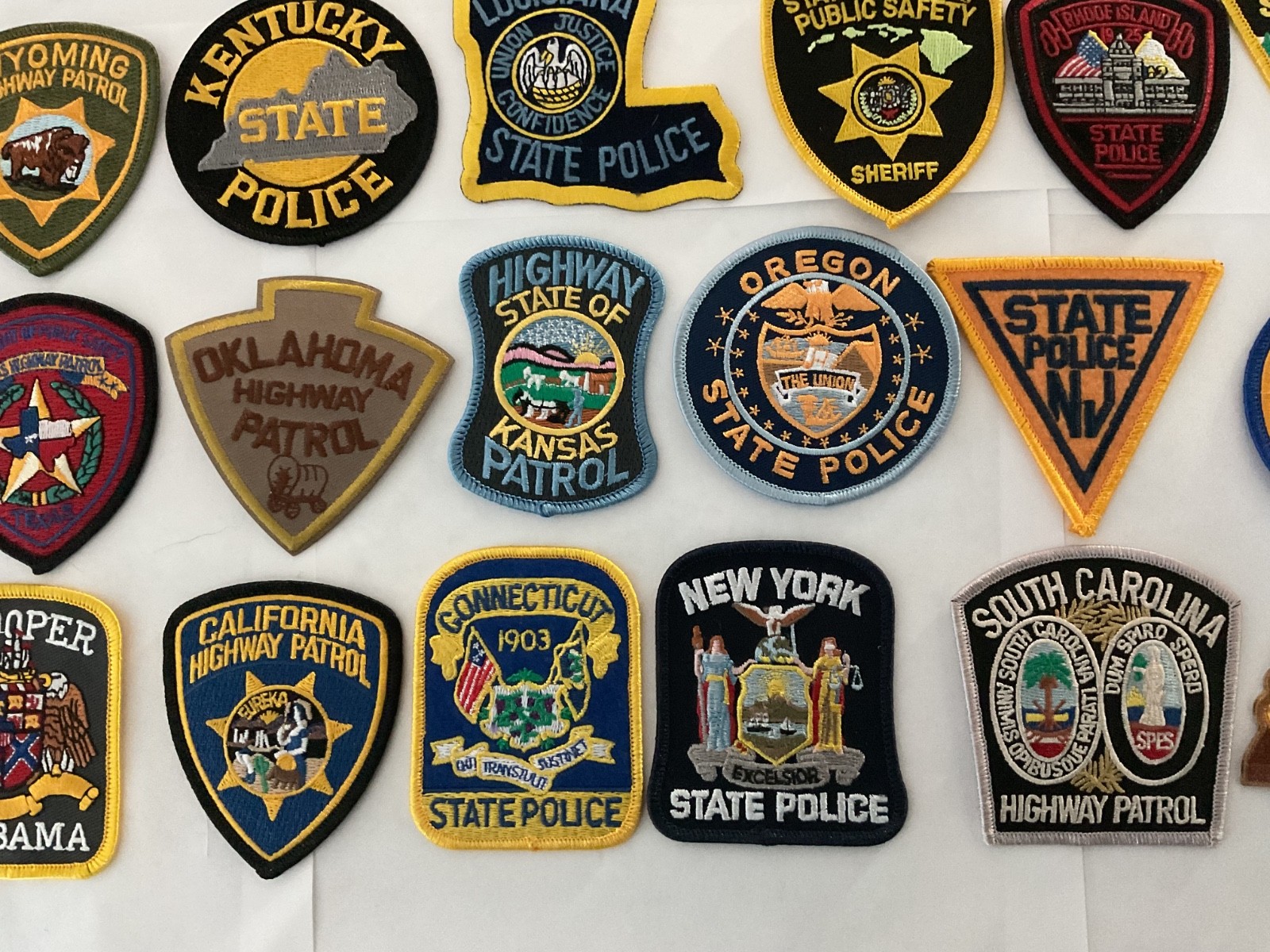 Police collectors patch set 50 pieces state patches. All hat size smaller patch