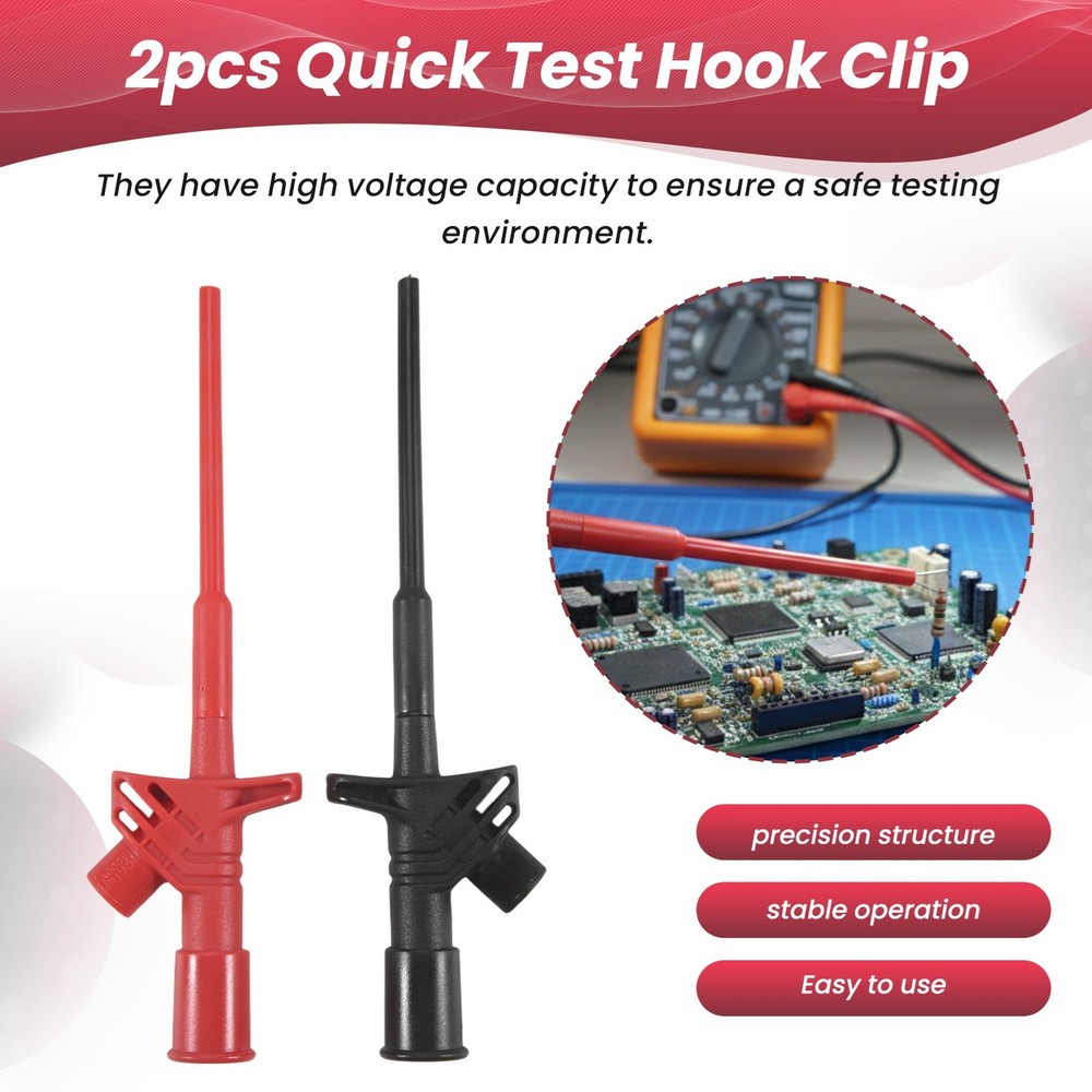 2 Pack Rapid Test Hook Clip, Professional Insulated High Voltage Testing3892