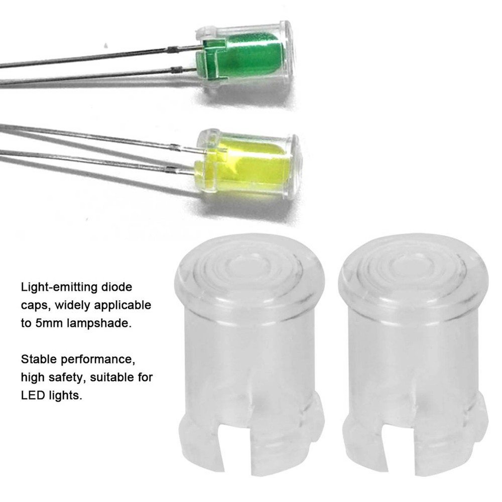 100Pcs Nylon LED Light Emitting Diode Transparent Lamp Light Caps Protective