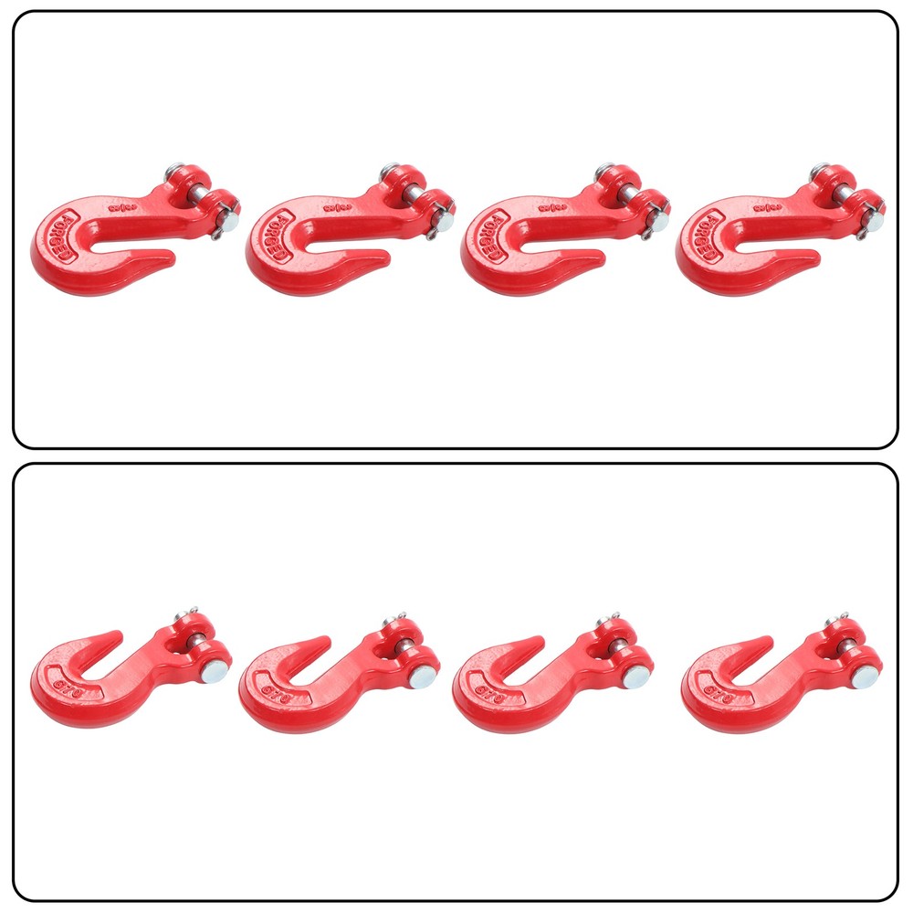 4 Pack 3/8" Clevis Grab Hooks G70 7500lbs Working Load Limit Red Chain Hooks