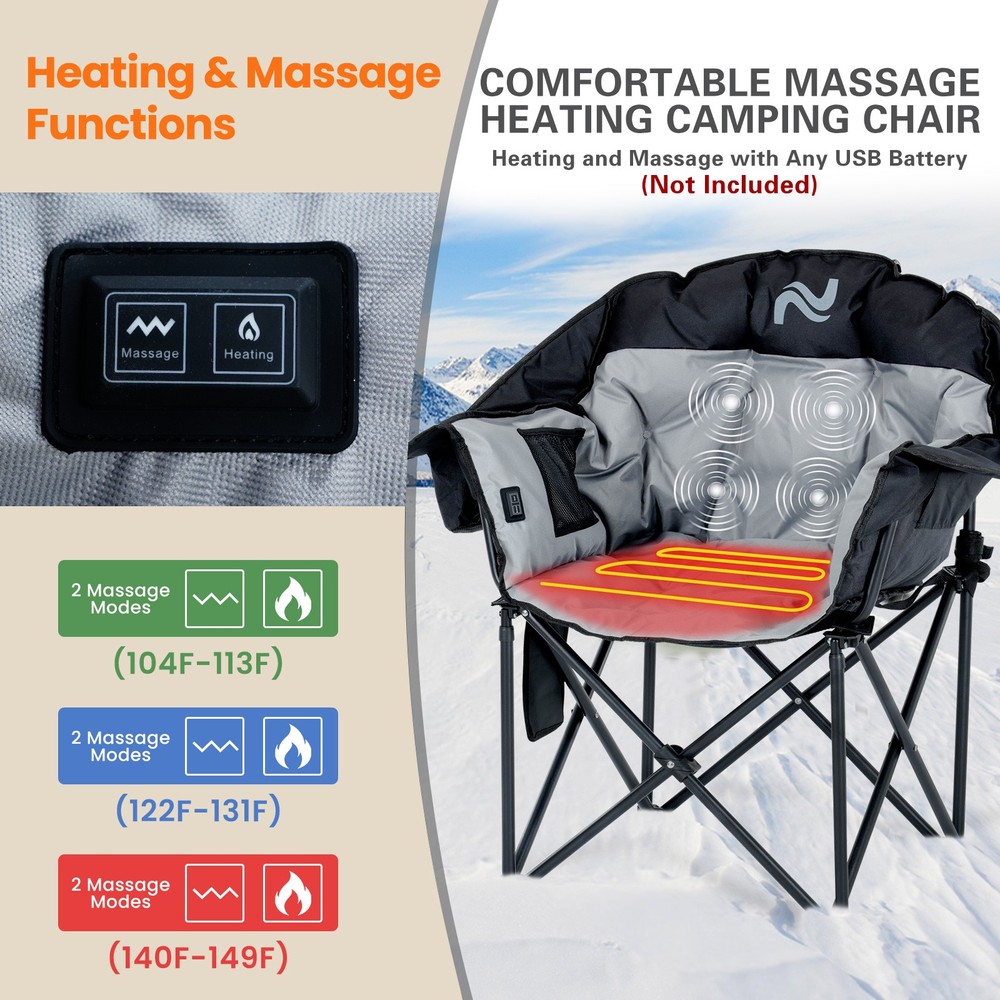 XL Camping Chair with Heating - 3 Modes & Massage Function