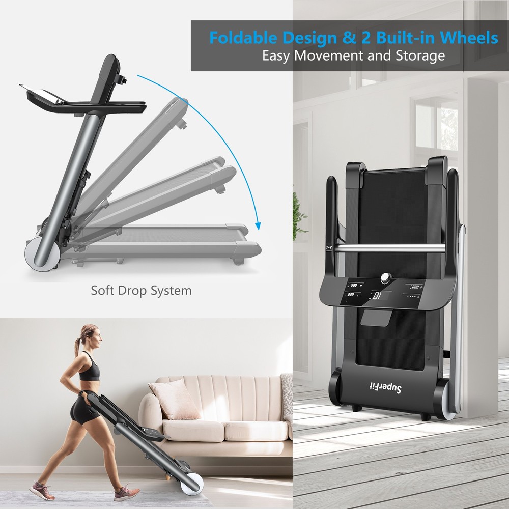 Superfit Electric Jogging Machine Folding Treadmill Bluetooth10 Preset Programs
