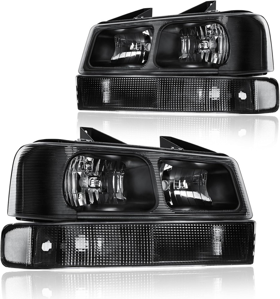 4Pcs Headlight Assembly, Headlights Kit Compatible with 2003-2014 Chevy Express
