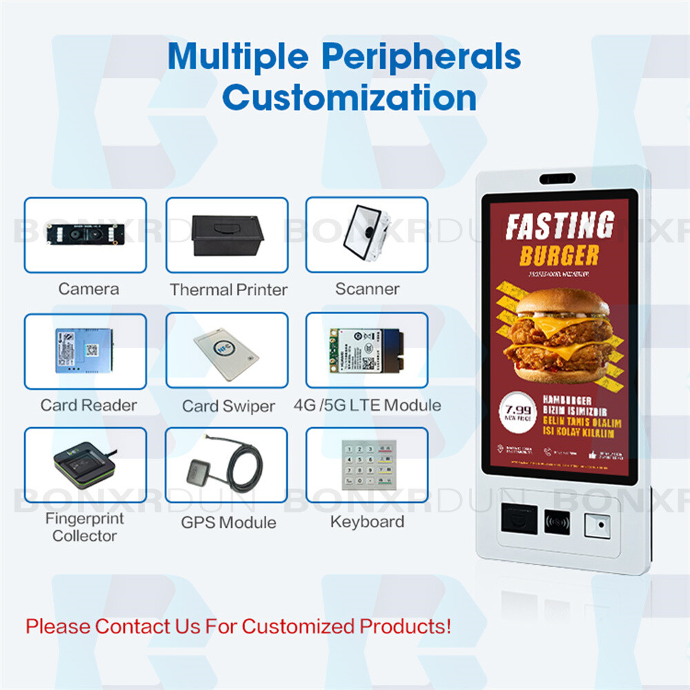 Wall Mount Touchscreen Ordering Machine Self Service for Restaurant