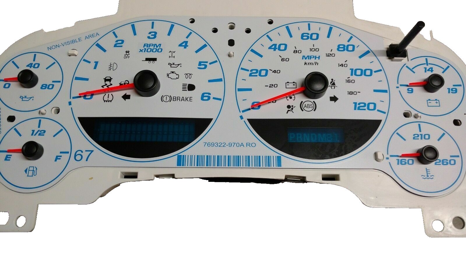 Custom White Gauge Face Overlay 2007-2013 Silverado Sierra Tahoe Gas Clusters