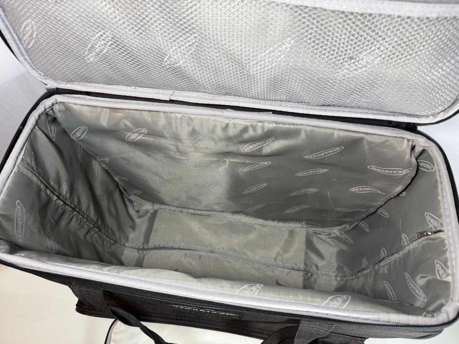 Generations Black Zippered Rolling Travel Sewing Bag Storage Case Tote 18.5x8x15