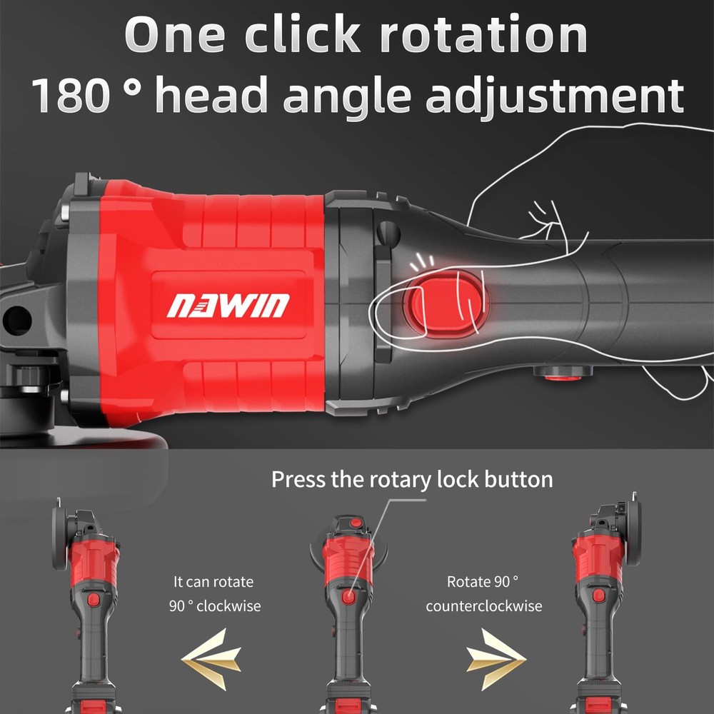 Cordless Angle Grinder, 4-1/2 Inch Variable Speed Angle Grinder, Cordless Gri...