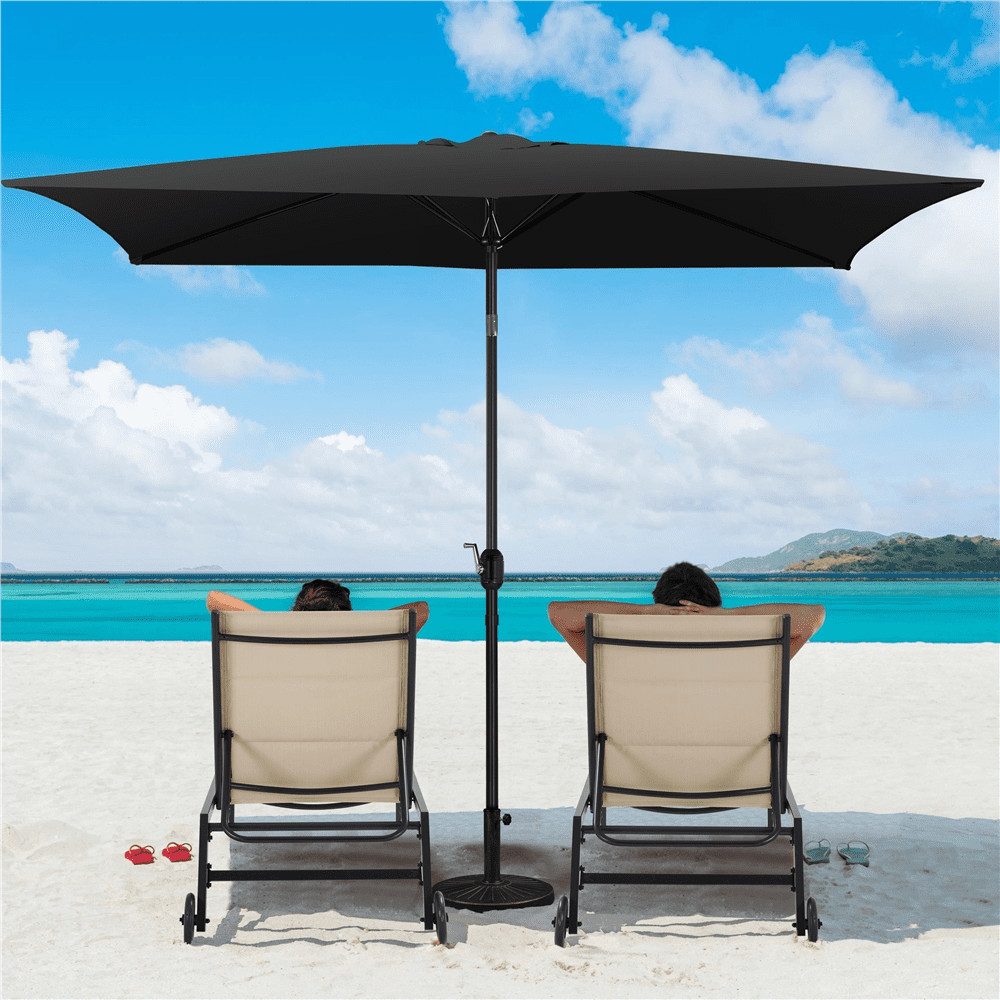 Outdoor Rectangular Patio Umbrella W/ Adjustable Canopy Black