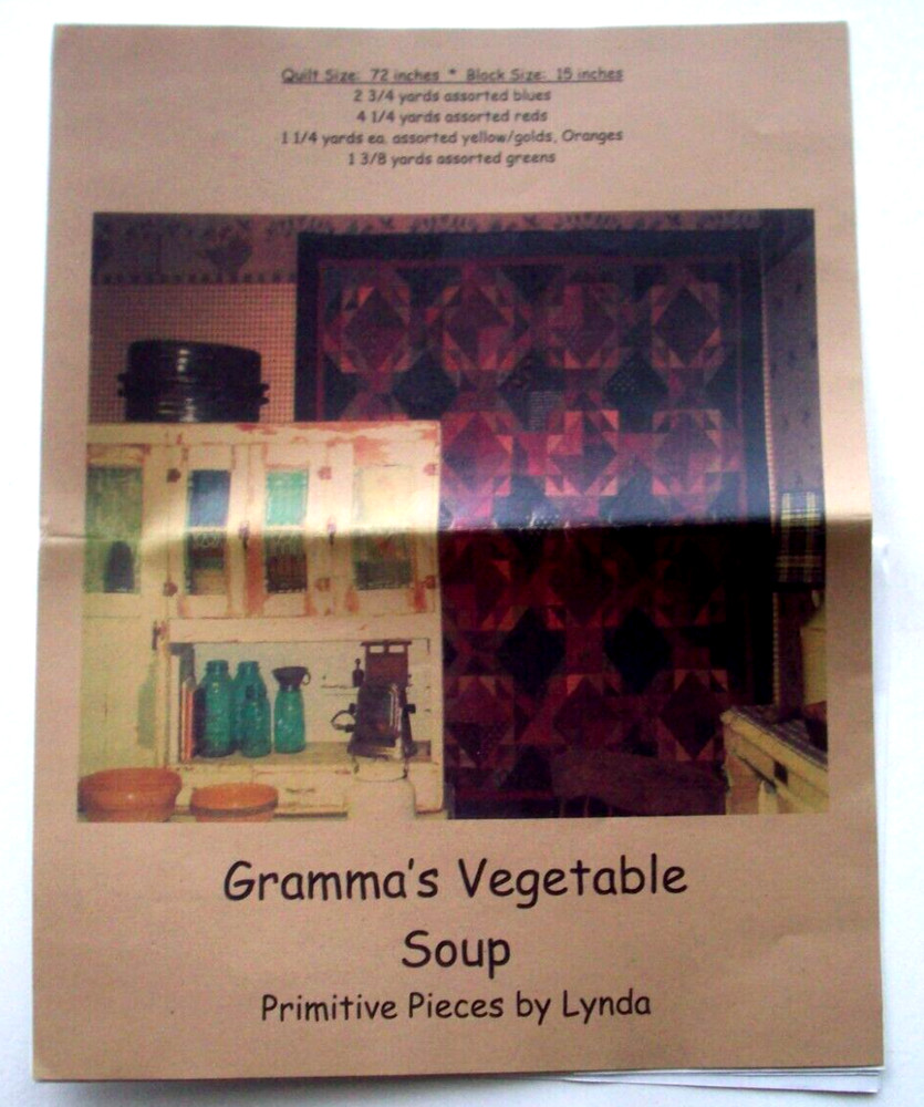 Gramma's Vegetable Soup primitive patchwork quilt pattern *B