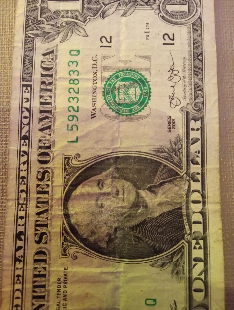 1Dollar Bill ERROR!! ERROR!!! 2013SERIES ( On Sale Hurry Up!!!)