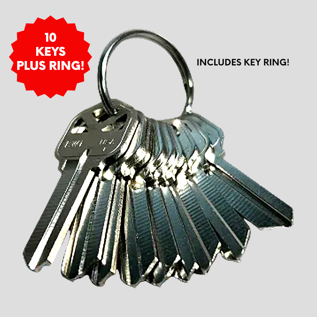 KWIKSET KW-1 w RING House Key Blanks Nickel PL 10 PACK Maintenance Apartments