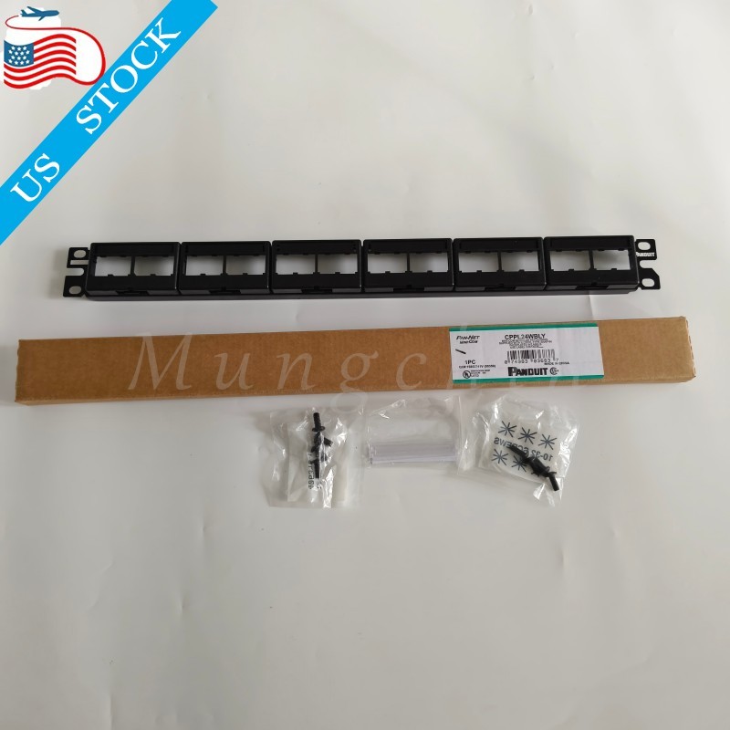 Set Mini Com Modular Patch Panel For Panduit CPP24WBLY Cat 6, 5E w/ Faceplates