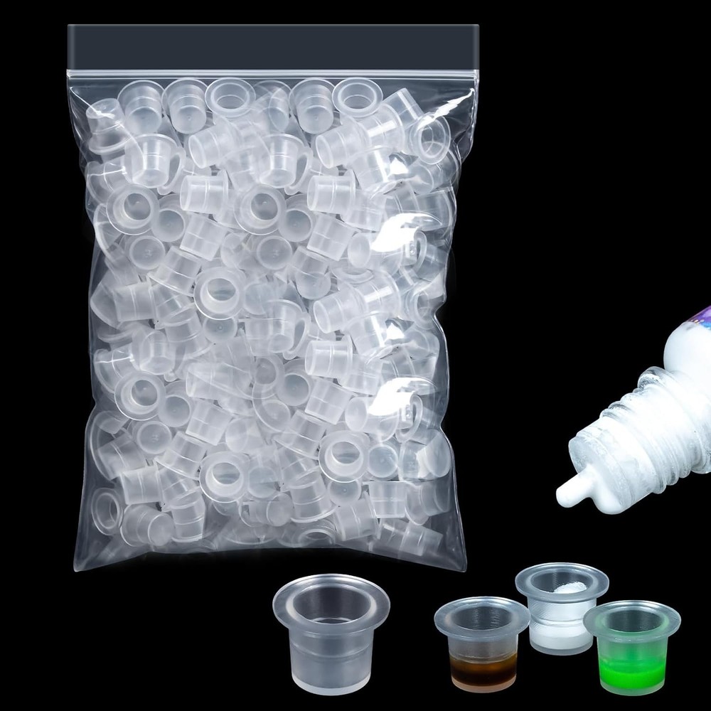 200 Durable Waterproof Tattoo Ink Caps - Mixed Sizes for Precise Application