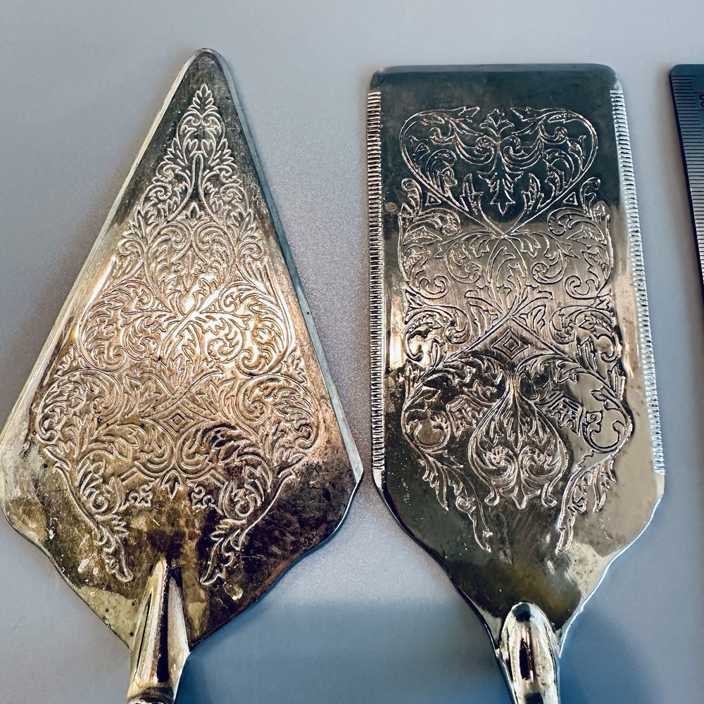 2 Godinger Cake Cutter Pie Silver Plated Server Serrated Edge 11” Vtg Set Lot