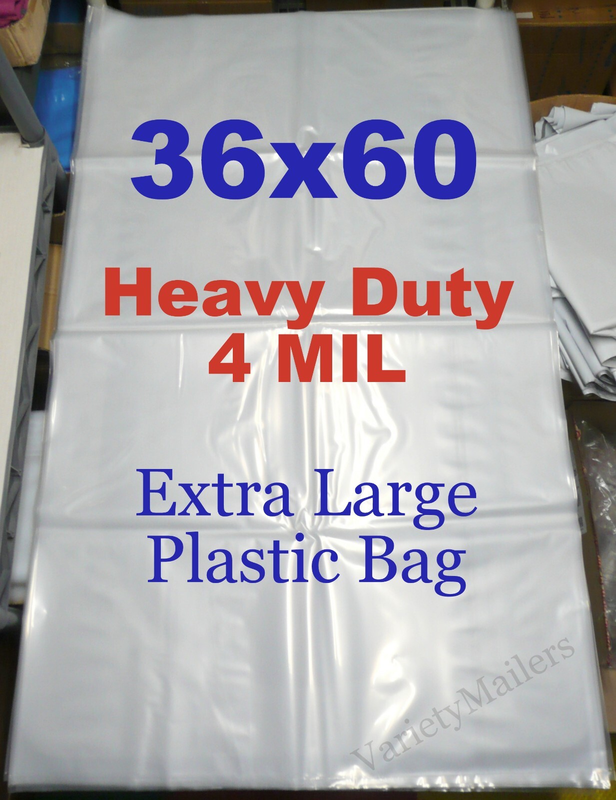 ONE EXTRA LARGE HEAVY DUTY 36''X 60''  STURDY 4 MIL PLASTIC STORAGE BAG 36x60
