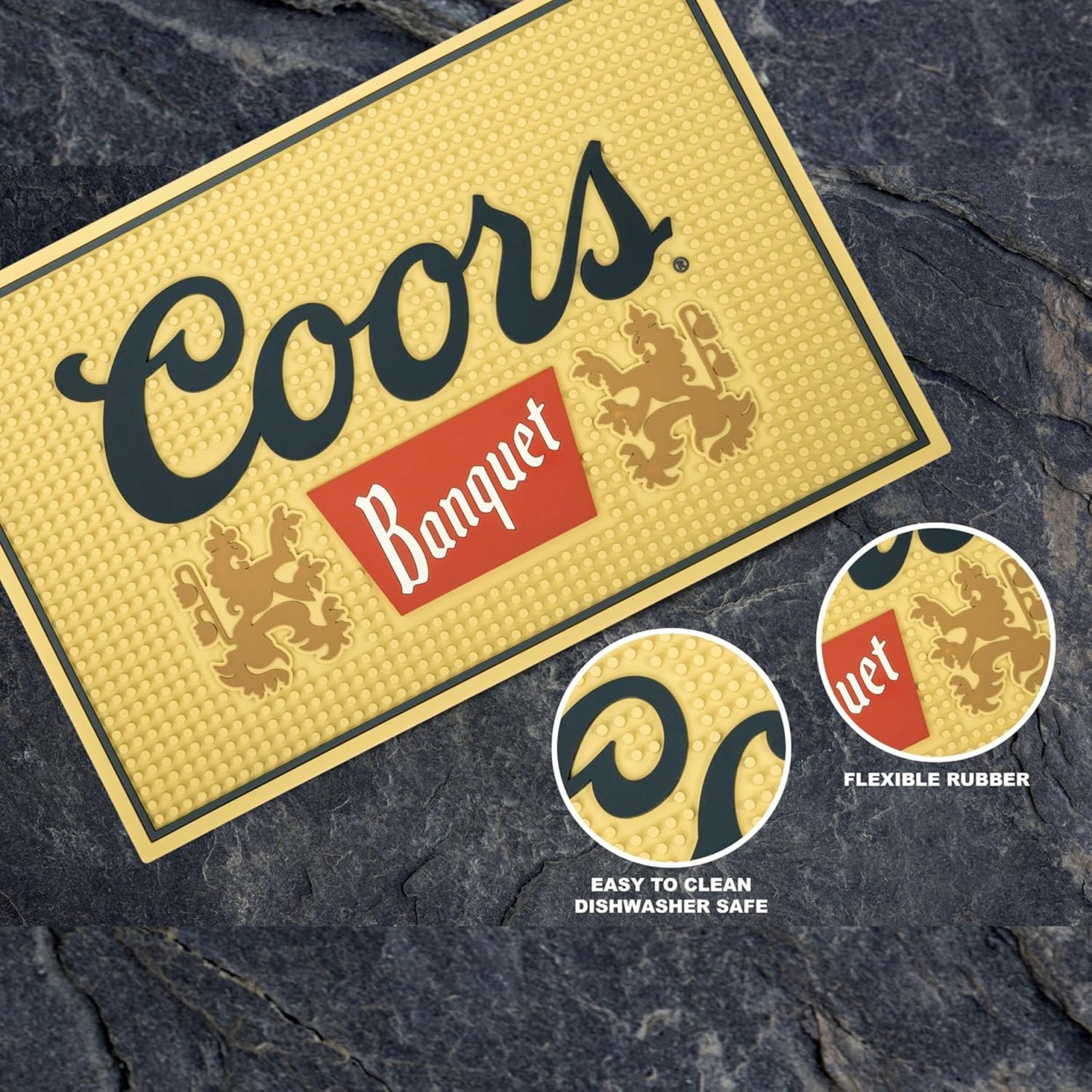 Coors Banquet Classic Logo Bar Mat Yellow