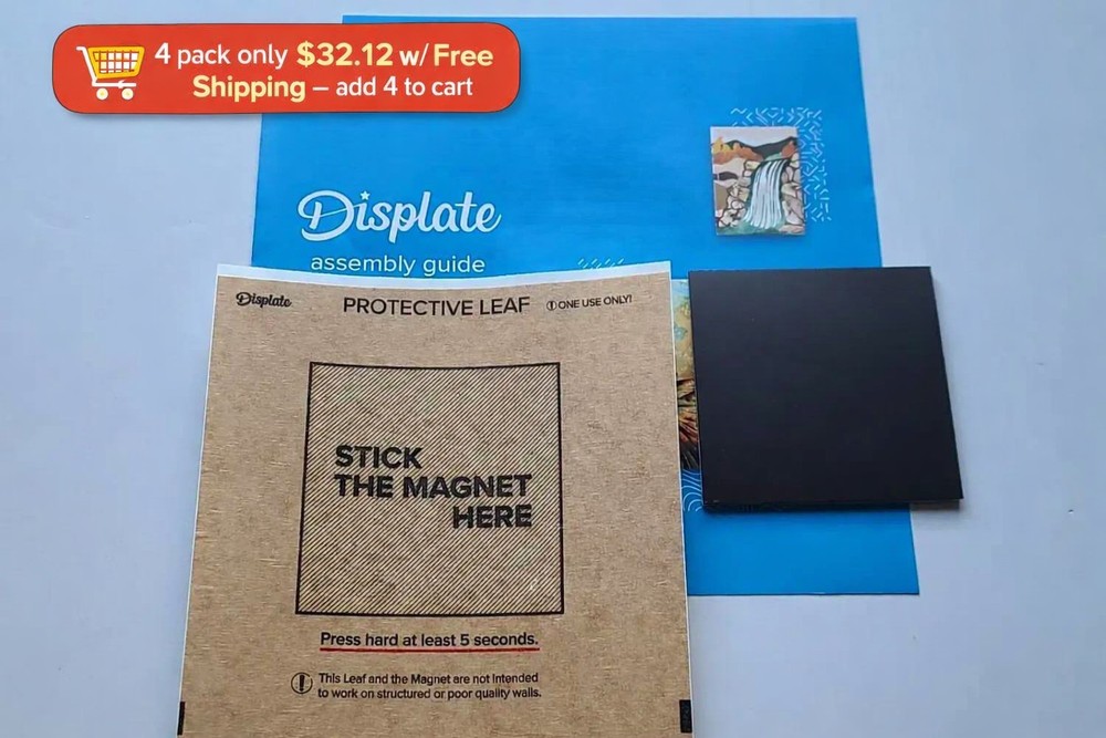 Displate Wall Mounting Kit - Complete w/ Magnet, Protective Leaf & Cleaning Pad